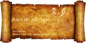 Karlik János névjegykártya