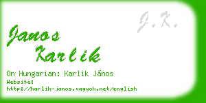 janos karlik business card
